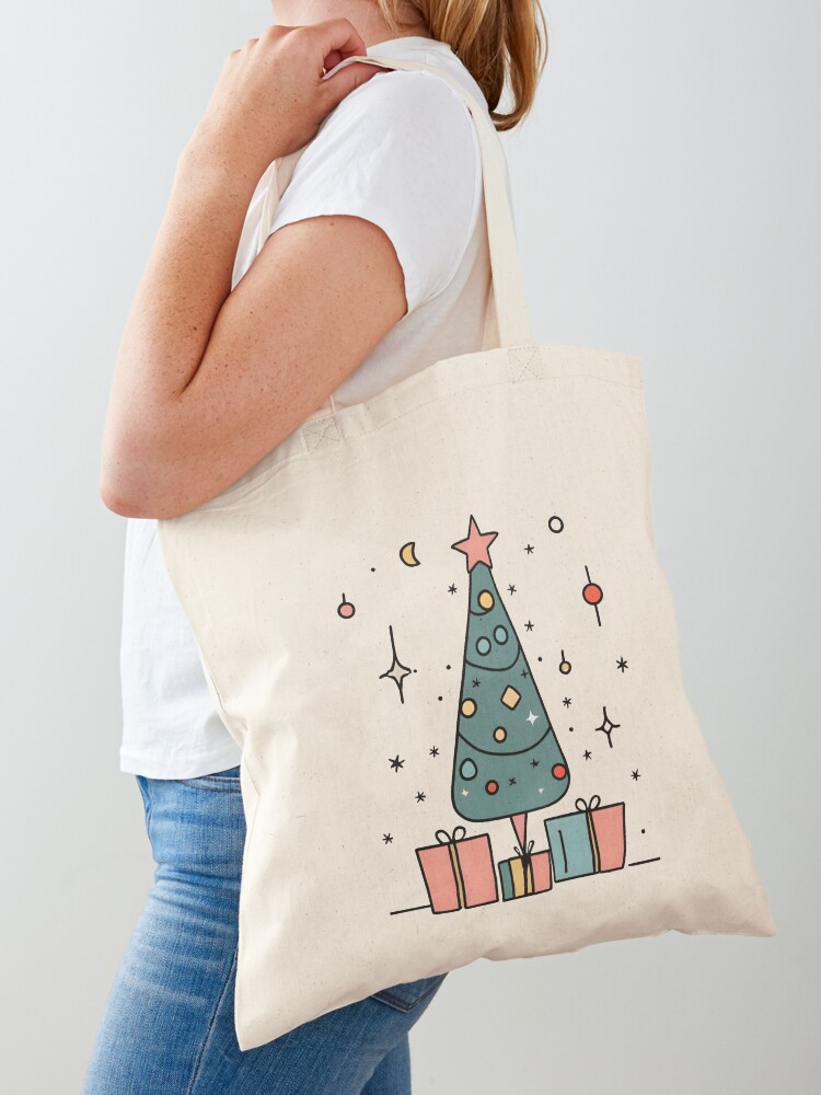 Thumbnail 1 of 5, Tote Bag, Christmas Tree Minimalistic Drawing designed and sold by Patricks-Art.