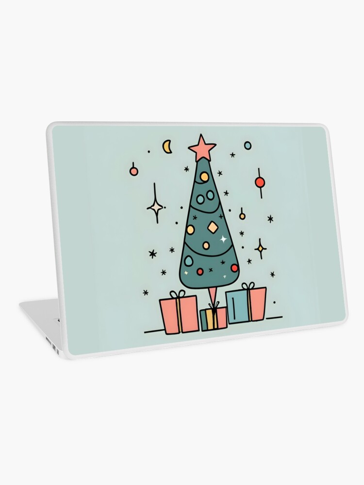 Thumbnail 1 of 2, Laptop Skin, Christmas Tree Minimalistic Drawing designed and sold by Patricks-Art.
