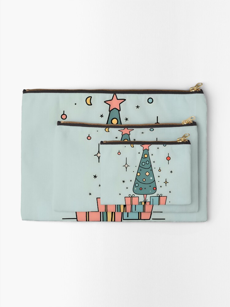 Thumbnail 2 of 4, Zipper Pouch, Christmas Tree Minimalistic Drawing designed and sold by Patricks-Art.
