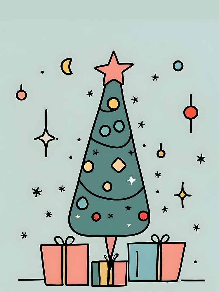 Thumbnail 5 of 5, Graphic T-Shirt, Christmas Tree Minimalistic Drawing designed and sold by Patricks-Art.