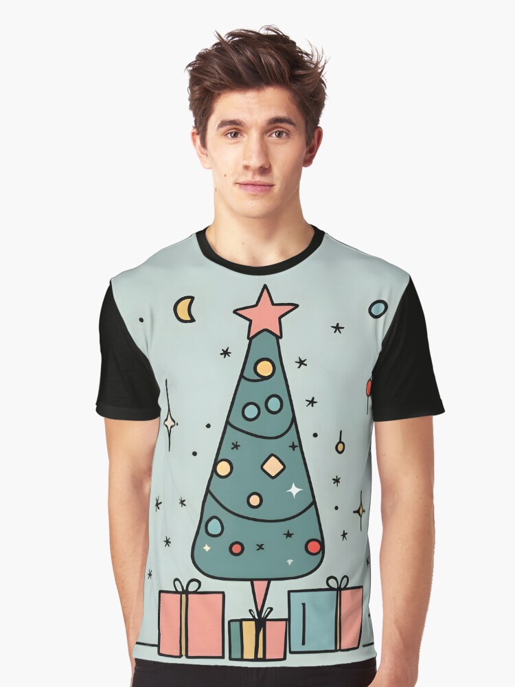 Thumbnail 1 of 5, Graphic T-Shirt, Christmas Tree Minimalistic Drawing designed and sold by Patricks-Art.