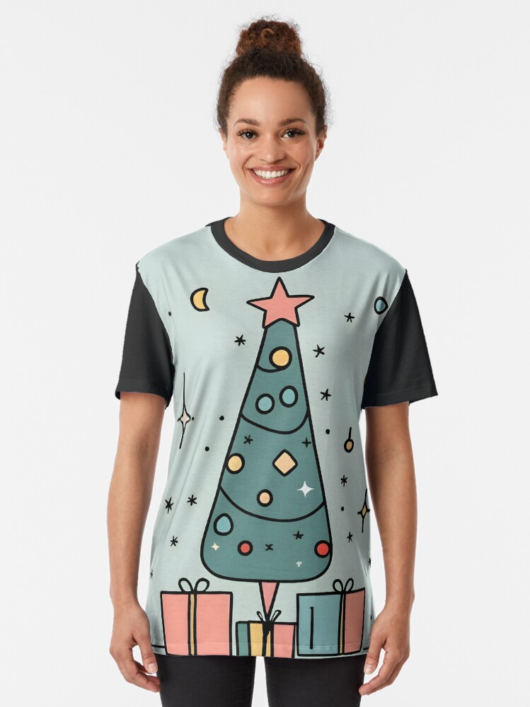 Thumbnail 2 of 5, Graphic T-Shirt, Christmas Tree Minimalistic Drawing designed and sold by Patricks-Art.