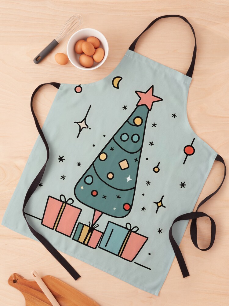 Thumbnail 1 of 6, Apron, Christmas Tree Minimalistic Drawing designed and sold by Patricks-Art.