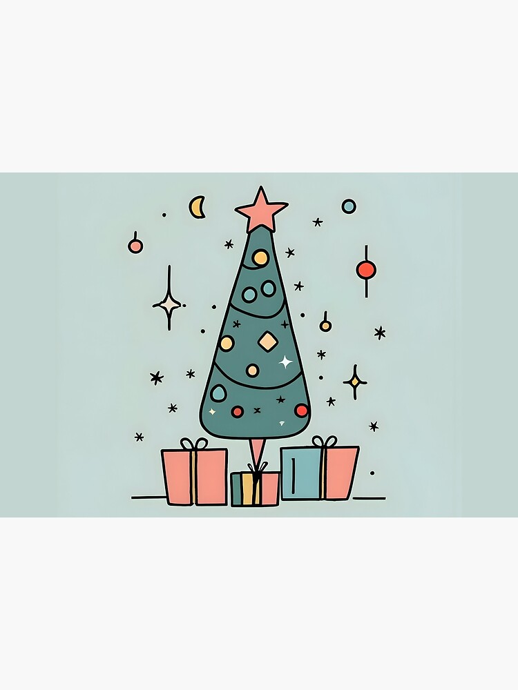 Thumbnail 6 of 6, Bath Mat, Christmas Tree Minimalistic Drawing designed and sold by Patricks-Art.