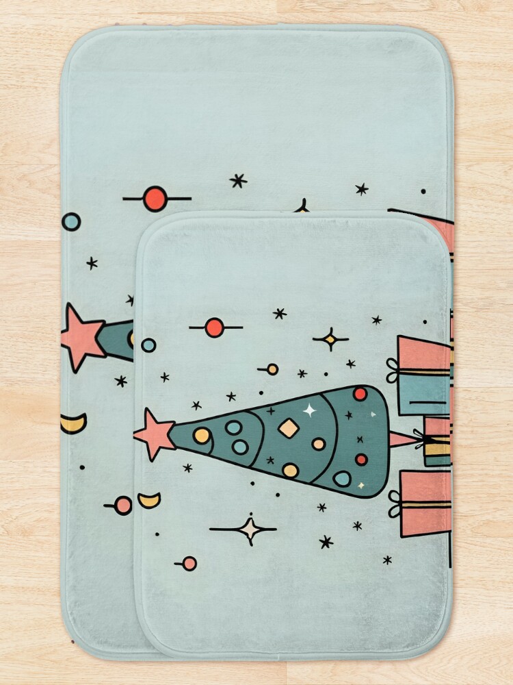 Thumbnail 5 of 6, Bath Mat, Christmas Tree Minimalistic Drawing designed and sold by Patricks-Art.