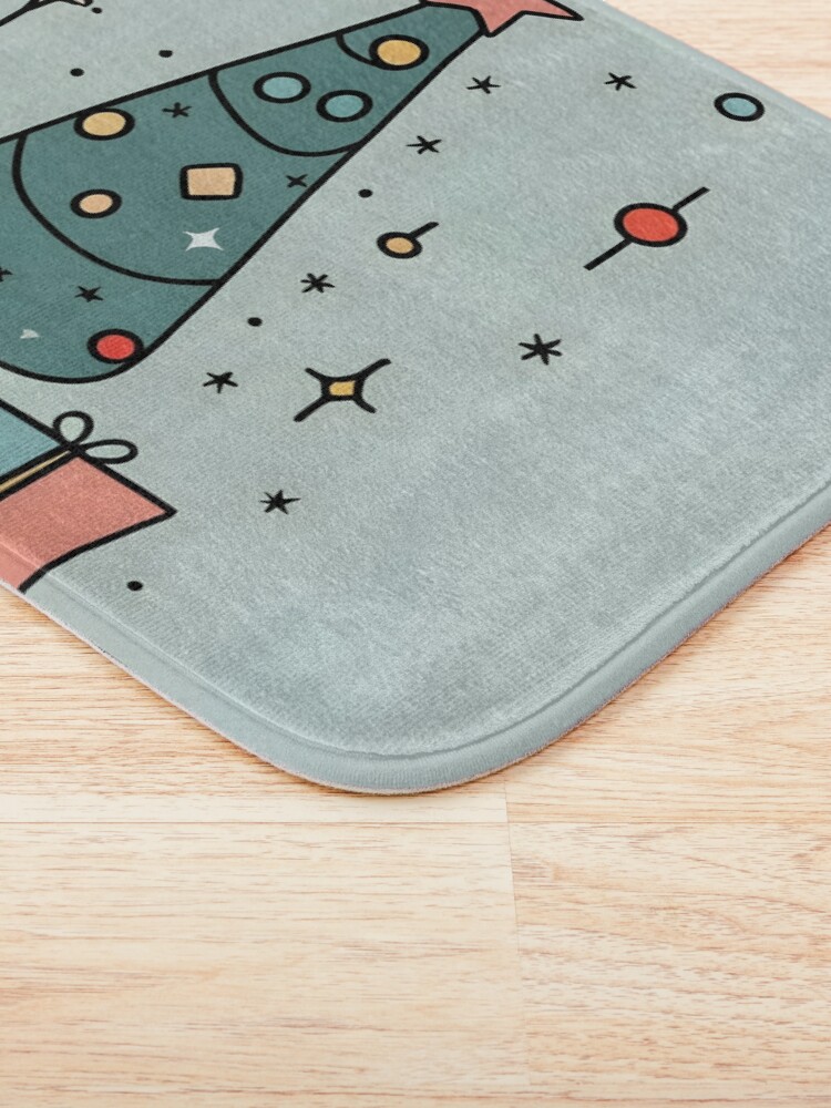 Thumbnail 3 of 6, Bath Mat, Christmas Tree Minimalistic Drawing designed and sold by Patricks-Art.