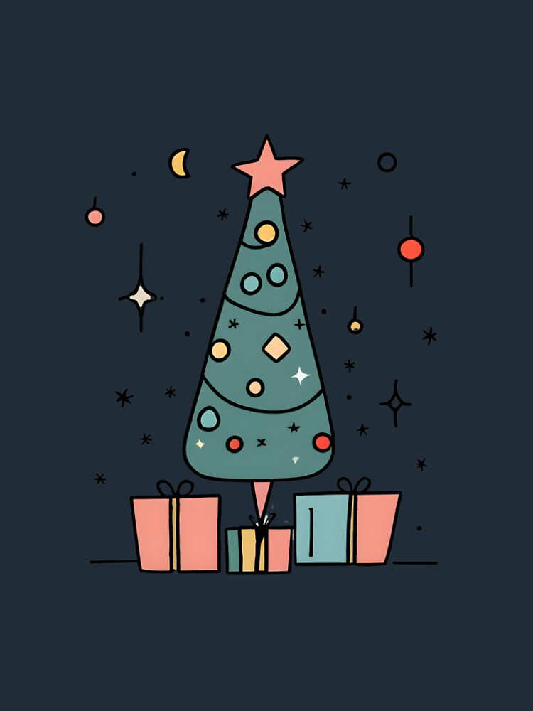 Thumbnail 4 of 4, Premium T-Shirt, Christmas Tree Minimalistic Drawing designed and sold by Patricks-Art.
