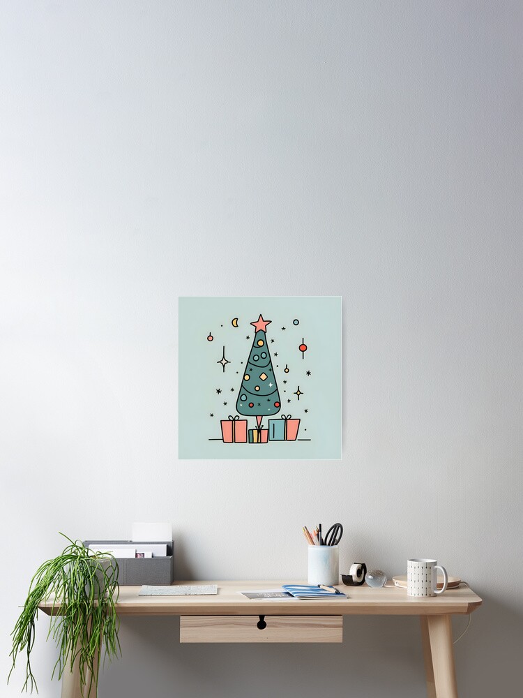 Thumbnail 2 of 3, Poster, Christmas Tree Minimalistic Drawing designed and sold by Patricks-Art.