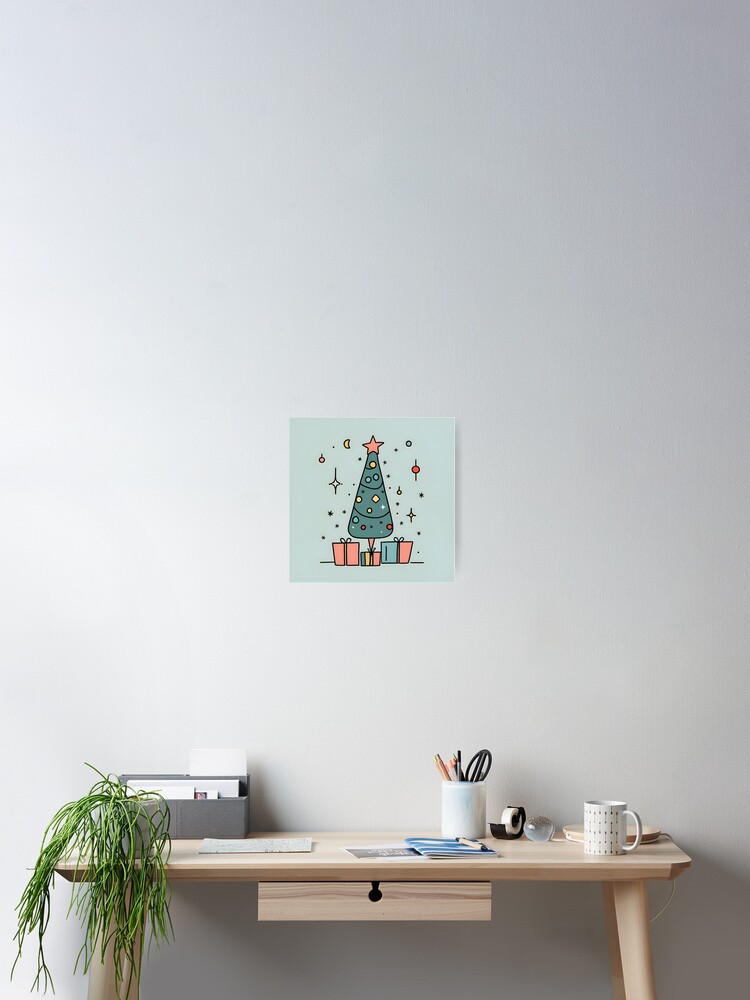 Thumbnail 2 of 3, Poster, Christmas Tree Minimalistic Drawing designed and sold by Patricks-Art.
