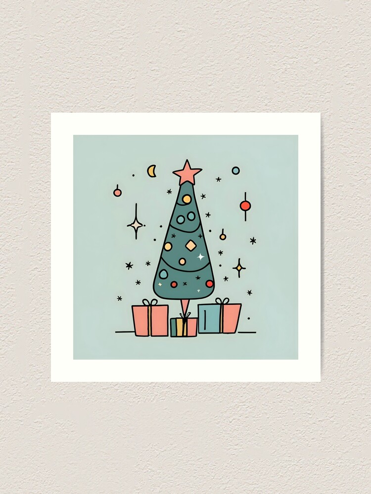 Thumbnail 1 of 3, Art Print, Christmas Tree Minimalistic Drawing designed and sold by Patricks-Art.