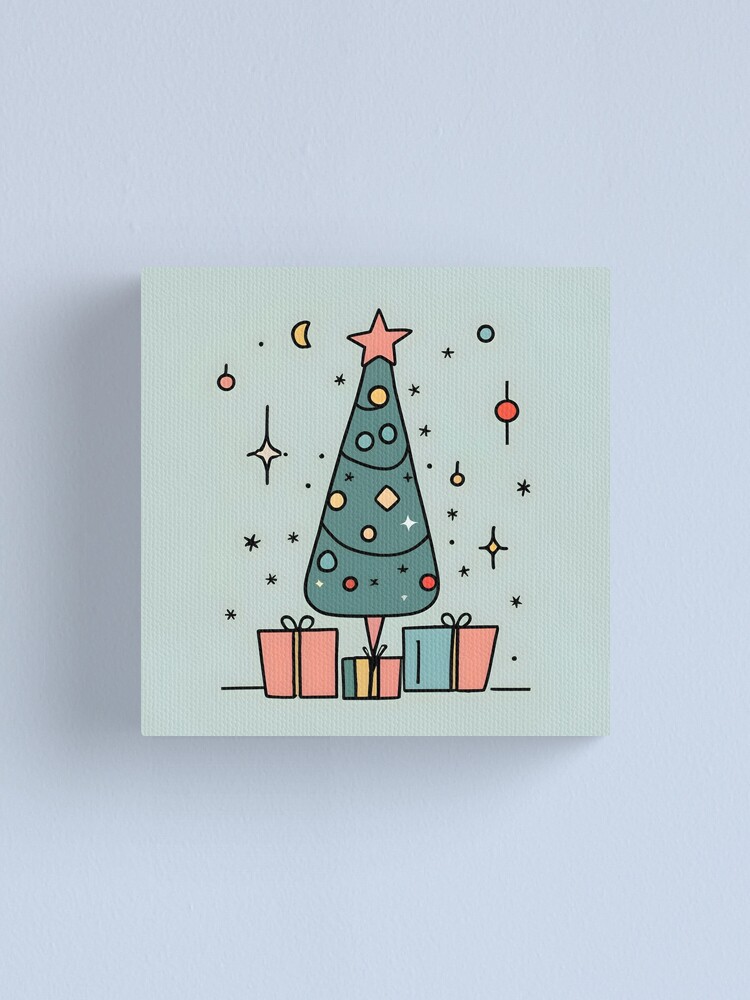 Thumbnail 1 of 3, Canvas Print, Christmas Tree Minimalistic Drawing designed and sold by Patricks-Art.