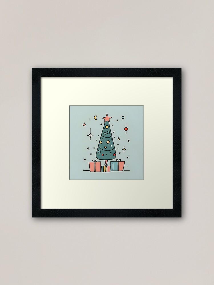 Thumbnail 1 of 7, Framed Art Print, Christmas Tree Minimalistic Drawing designed and sold by Patricks-Art.