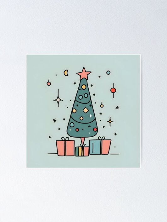 Thumbnail 1 of 3, Poster, Christmas Tree Minimalistic Drawing designed and sold by Patricks-Art.