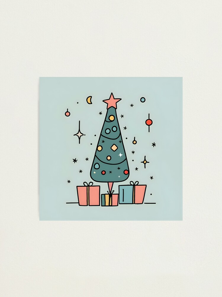 Thumbnail 1 of 3, Photographic Print, Christmas Tree Minimalistic Drawing designed and sold by Patricks-Art.