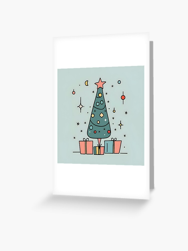 Thumbnail 1 of 2, Greeting Card, Christmas Tree Minimalistic Drawing designed and sold by Patricks-Art.