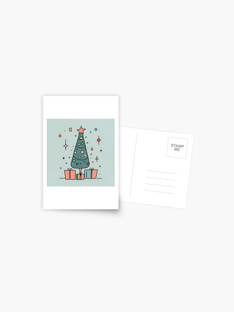 Thumbnail 1 of 2, Postcard, Christmas Tree Minimalistic Drawing designed and sold by Patricks-Art.