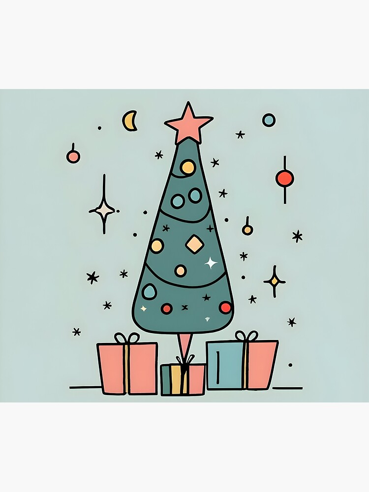 Thumbnail 6 of 6, Throw Blanket, Christmas Tree Minimalistic Drawing designed and sold by Patricks-Art.