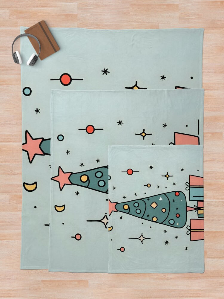 Thumbnail 5 of 6, Throw Blanket, Christmas Tree Minimalistic Drawing designed and sold by Patricks-Art.