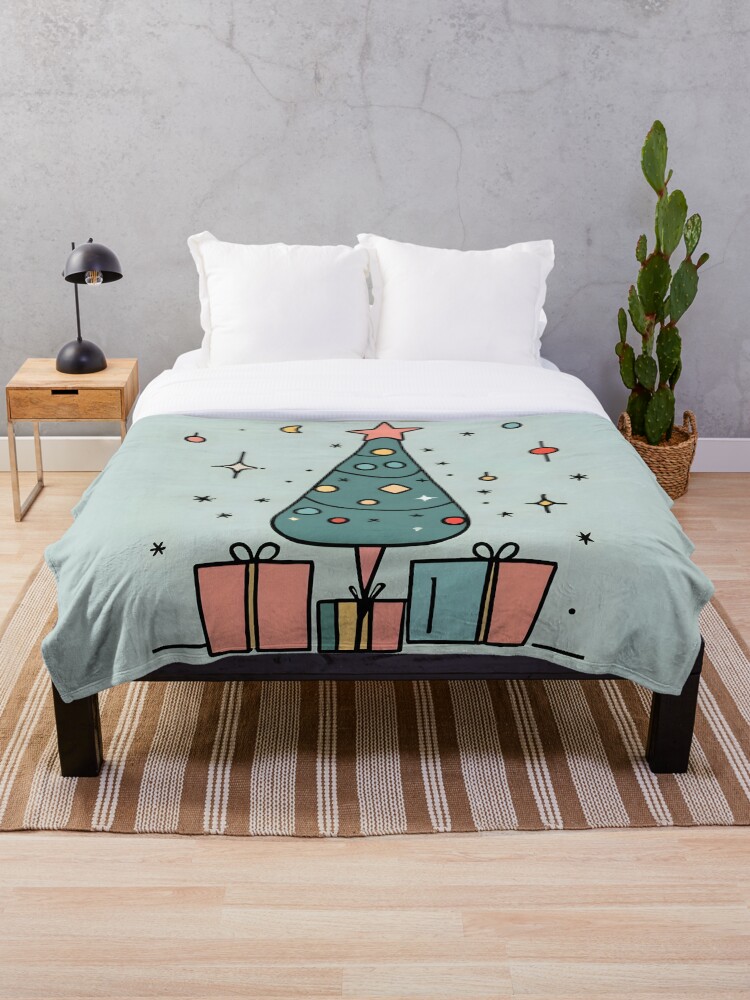Thumbnail 1 of 6, Throw Blanket, Christmas Tree Minimalistic Drawing designed and sold by Patricks-Art.