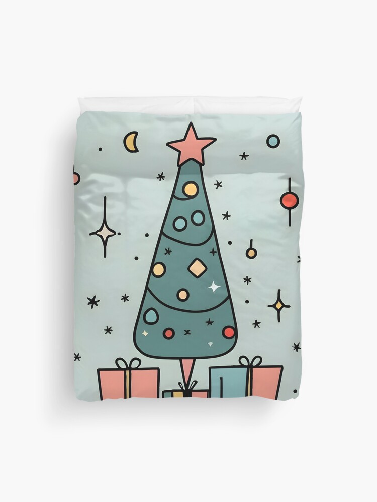 Thumbnail 1 of 2, Duvet Cover, Christmas Tree Minimalistic Drawing designed and sold by Patricks-Art.