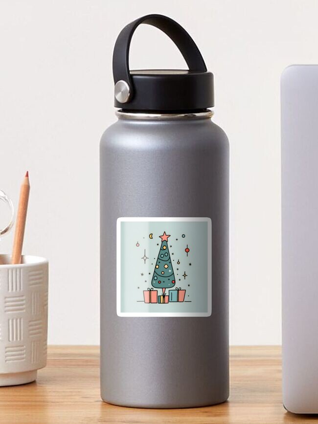 Thumbnail 1 of 3, Sticker, Christmas Tree Minimalistic Drawing designed and sold by Patricks-Art.