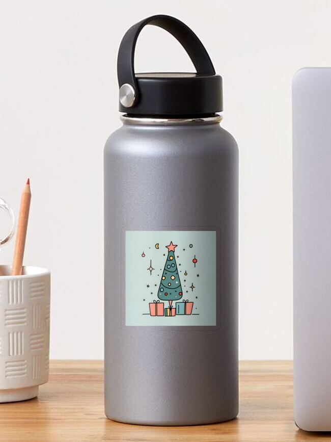 Thumbnail 1 of 3, Sticker, Christmas Tree Minimalistic Drawing designed and sold by Patricks-Art.