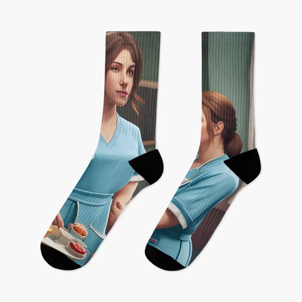 Item preview, Nurses wearing light blue scrubs, having lunch in the common room designed and sold by Colin Bentham.