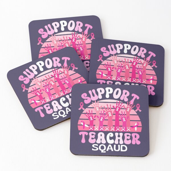 Item preview, Retro Support Teacher Squad Pink Ribbon Hands Human Breast Cancer Awareness designed and sold by LittleZea.