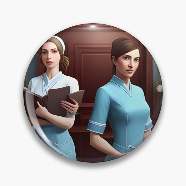 Item preview, Nurses wearing light blue scrubs, having lunch in the common room designed and sold by Colin Bentham.