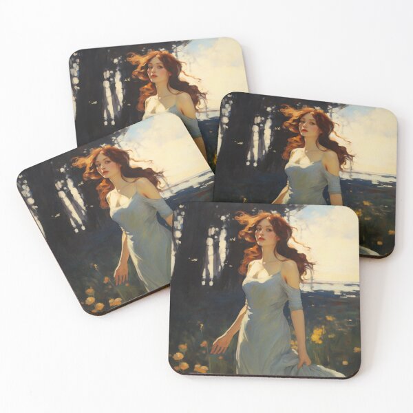 Item preview, Impressionist Radiance: Lady in Blue Amidst Sunlit Hues designed and sold by oanaunciuleanu.