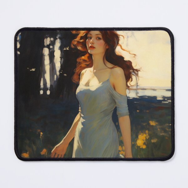 Item preview, Impressionist Radiance: Lady in Blue Amidst Sunlit Hues designed and sold by oanaunciuleanu.