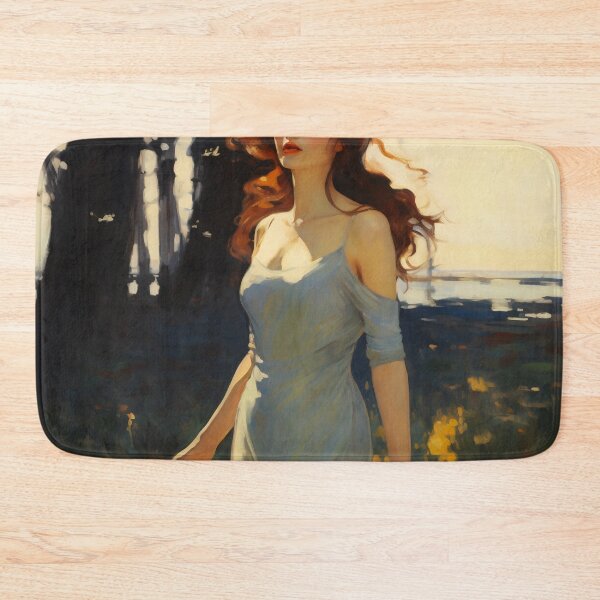 Item preview, Impressionist Radiance: Lady in Blue Amidst Sunlit Hues designed and sold by oanaunciuleanu.