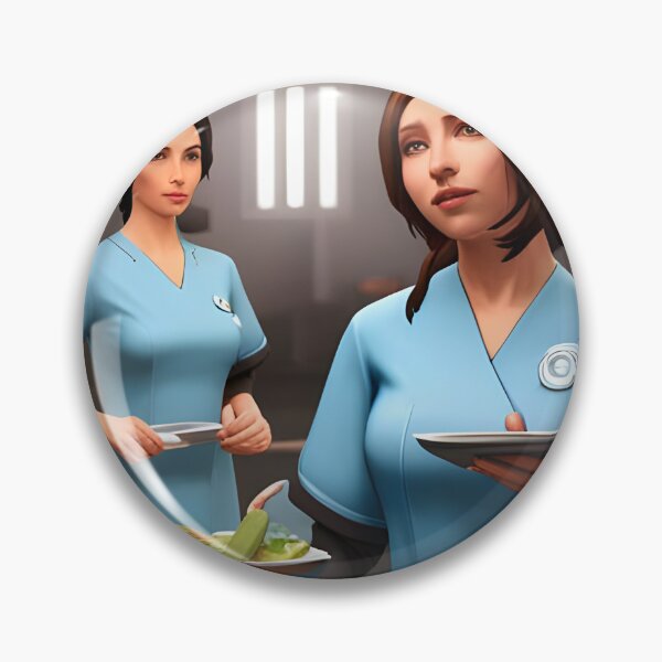 Item preview, Nurses wearing light blue scrubs, having lunch in the common room designed and sold by Colin Bentham.