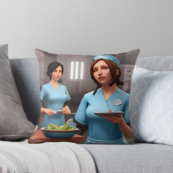 Item preview, Nurses wearing light blue scrubs, having lunch in the common room designed and sold by Colin Bentham.