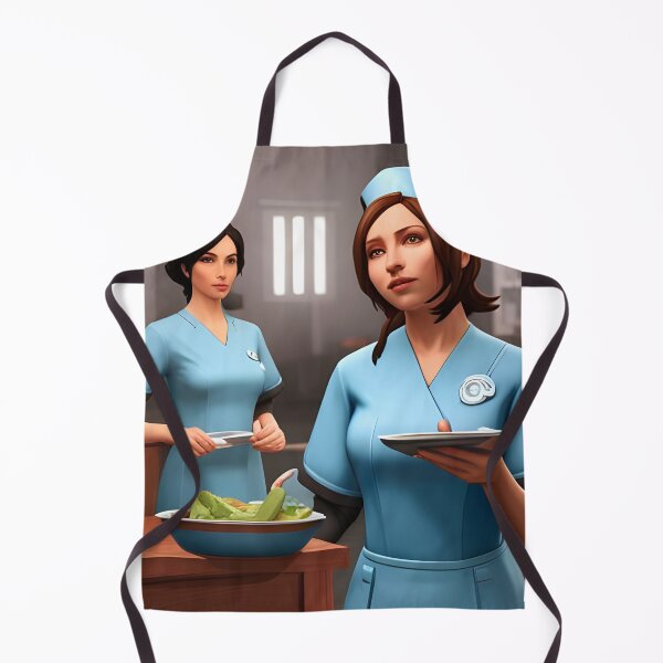 Item preview, Nurses wearing light blue scrubs, having lunch in the common room designed and sold by Colin Bentham.