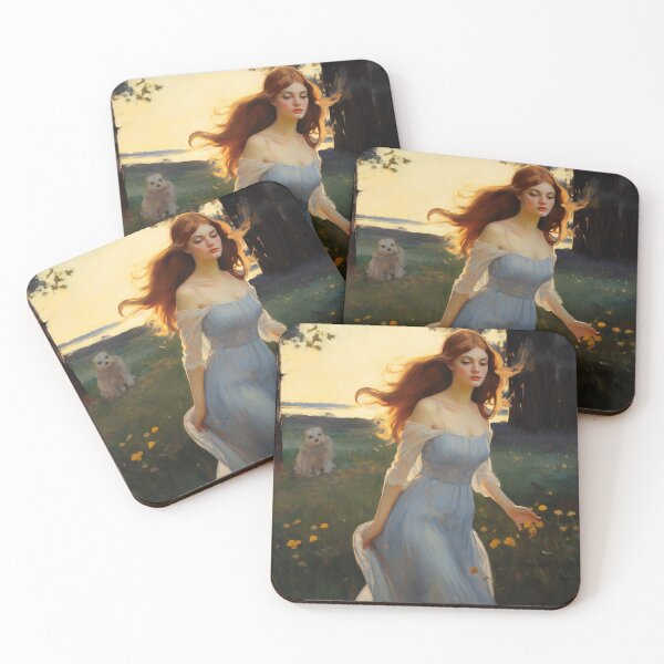 Item preview, Impressionist Radiance: Lady in Blue Amidst Sunlit Hues designed and sold by oanaunciuleanu.