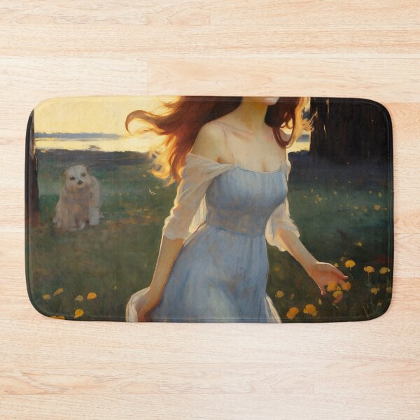 Item preview, Impressionist Radiance: Lady in Blue Amidst Sunlit Hues designed and sold by oanaunciuleanu.
