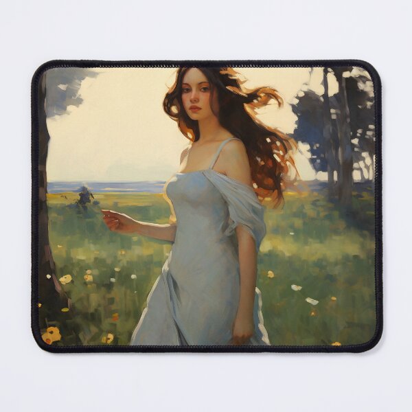 Item preview, Impressionist Radiance: Lady in Blue Amidst Sunlit Hues designed and sold by oanaunciuleanu.