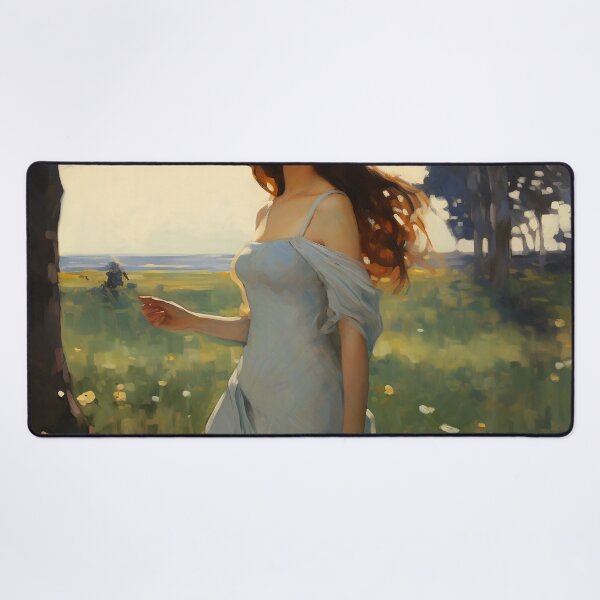 Item preview, Impressionist Radiance: Lady in Blue Amidst Sunlit Hues designed and sold by oanaunciuleanu.