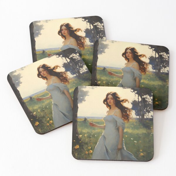 Item preview, Impressionist Radiance: Lady in Blue Amidst Sunlit Hues designed and sold by oanaunciuleanu.