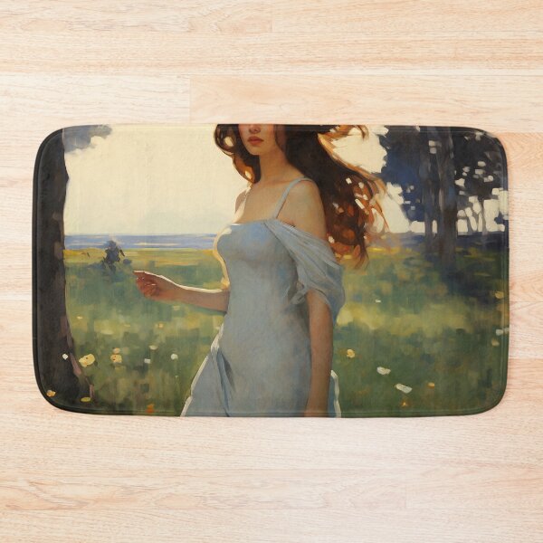 Item preview, Impressionist Radiance: Lady in Blue Amidst Sunlit Hues designed and sold by oanaunciuleanu.