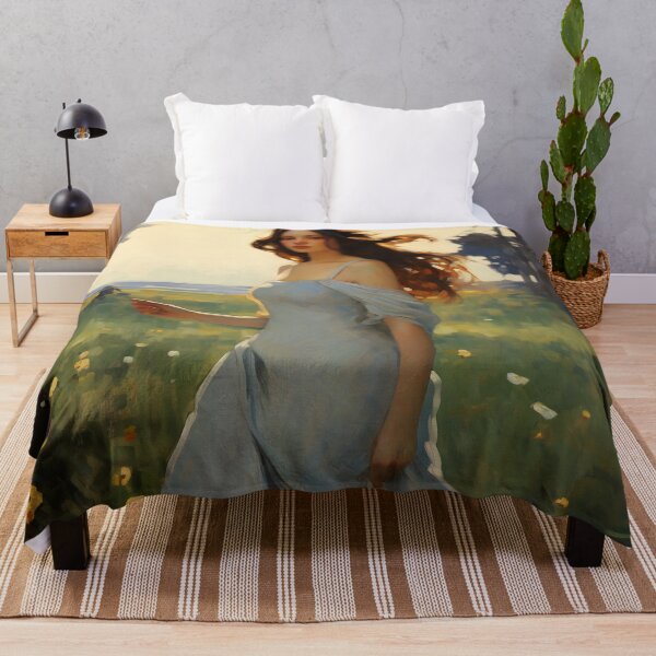 Item preview, Impressionist Radiance: Lady in Blue Amidst Sunlit Hues designed and sold by oanaunciuleanu.