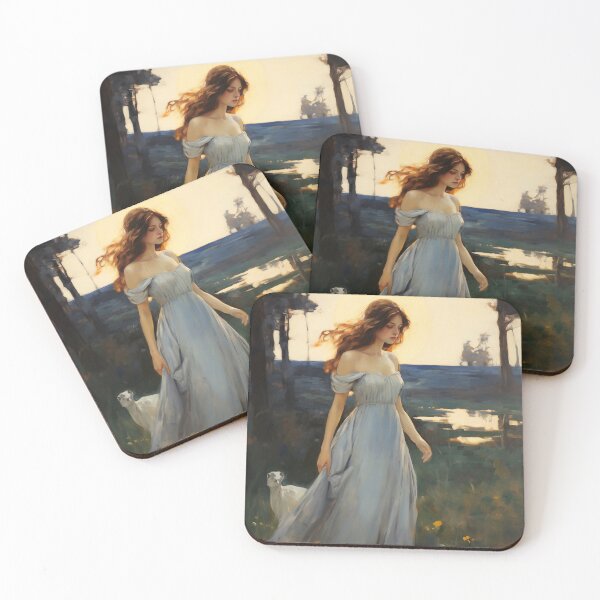 Item preview, Impressionist Radiance: Lady in Blue Amidst Sunlit Hues designed and sold by oanaunciuleanu.