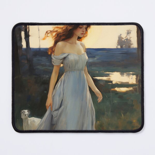 Item preview, Impressionist Radiance: Lady in Blue Amidst Sunlit Hues designed and sold by oanaunciuleanu.
