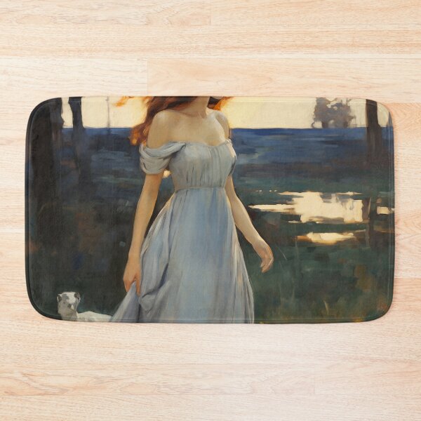 Item preview, Impressionist Radiance: Lady in Blue Amidst Sunlit Hues designed and sold by oanaunciuleanu.