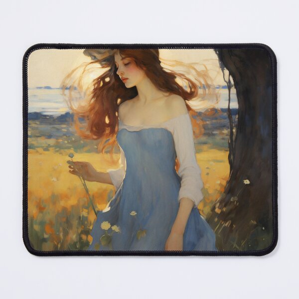Item preview, Impressionist Radiance: Lady in Blue Amidst Sunlit Hues designed and sold by oanaunciuleanu.