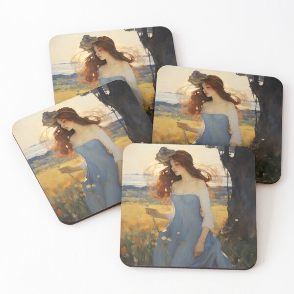Item preview, Impressionist Radiance: Lady in Blue Amidst Sunlit Hues designed and sold by oanaunciuleanu.