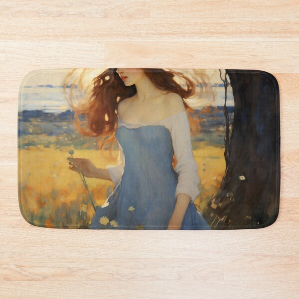 Item preview, Impressionist Radiance: Lady in Blue Amidst Sunlit Hues designed and sold by oanaunciuleanu.