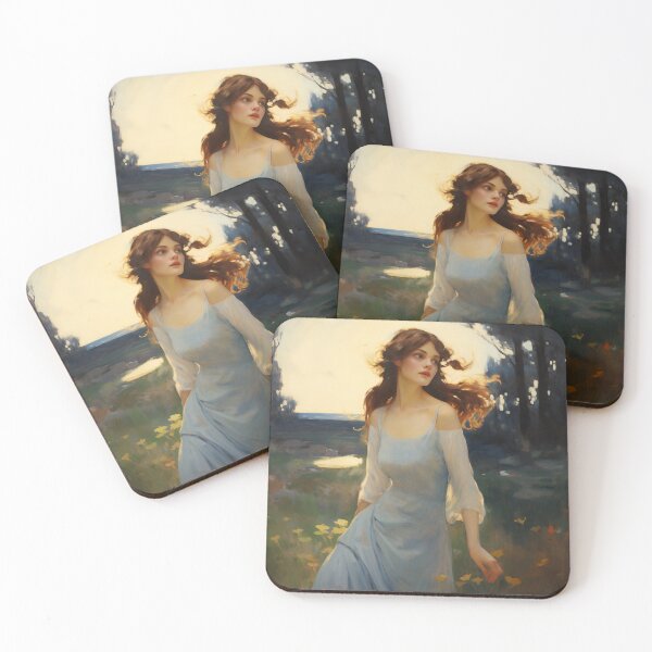 Item preview, Impressionist Radiance: Lady in Blue Amidst Sunlit Hues designed and sold by oanaunciuleanu.