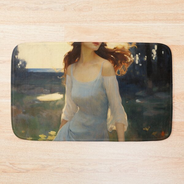Item preview, Impressionist Radiance: Lady in Blue Amidst Sunlit Hues designed and sold by oanaunciuleanu.